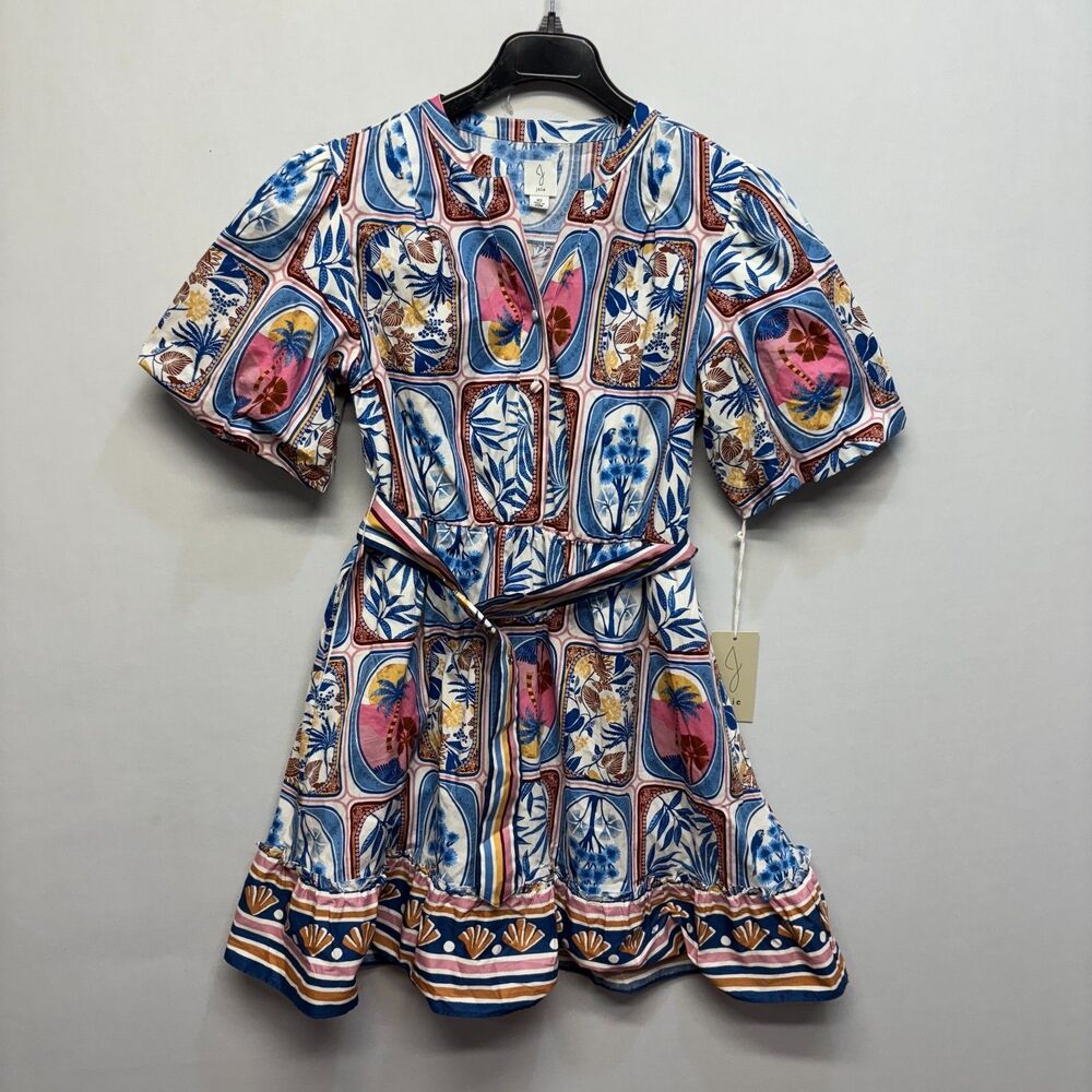 NWT Joie Women Size 10 Floral Birds Print Belted Puff Sleeve Mini Dress D071 -27